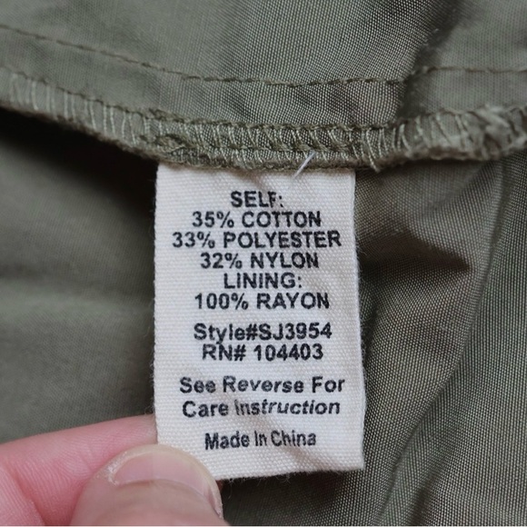 Olive Safari Utility Cargo Pocket Drawstring Snap Front Vest S/M - Picture 10 of 14